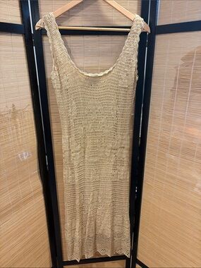 Russell Kemp silk Beige Crochet Midi Dress